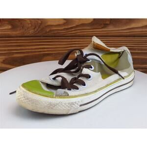 Converse‎ Sz 4 Shoes Girls Youth Sneaker Beige Fabric Lace Up